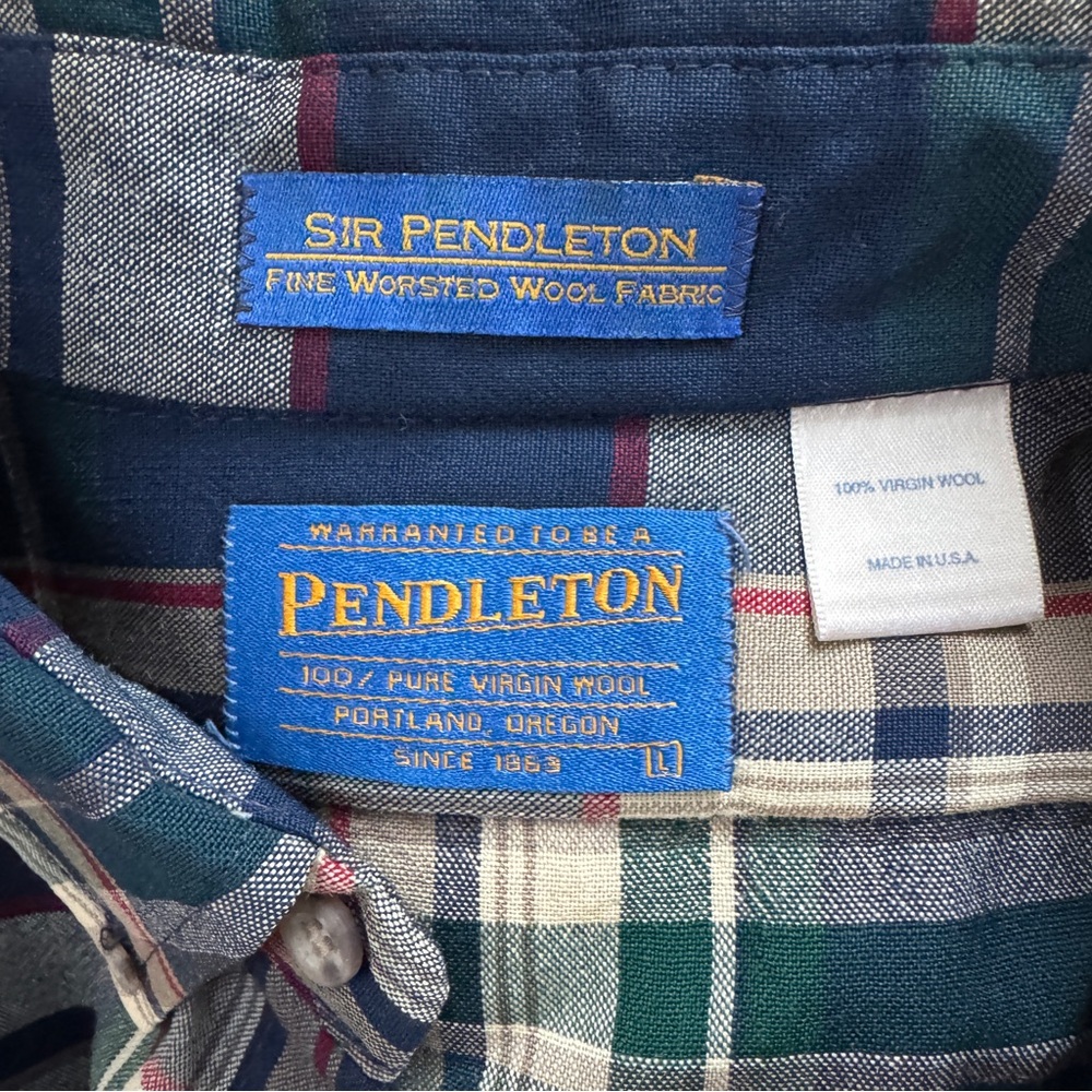 Vintage Pendleton Plaid Flannel Button Down - Lar… - image 6